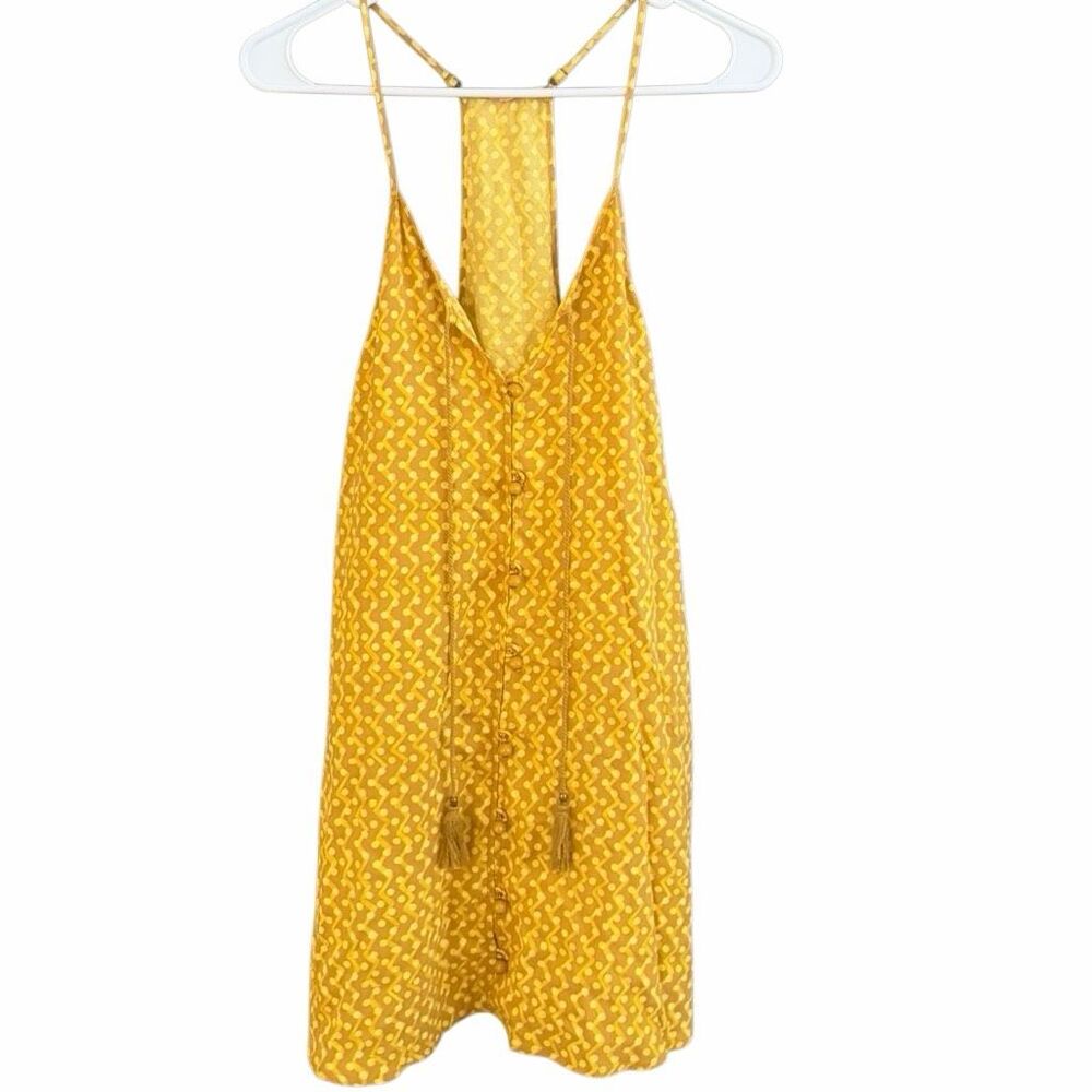 Plenty by Tracy Reese Silk Dress Petite P Yellow Geometric Tassel Boho